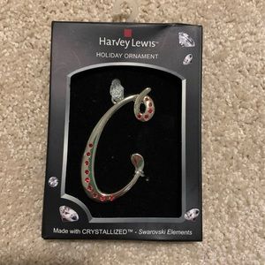 “C” Holiday Ornament Swarovski Crystals